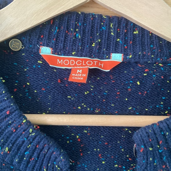 ModCloth Blue Confetti Crop Cardigan - Picture 7 of 9